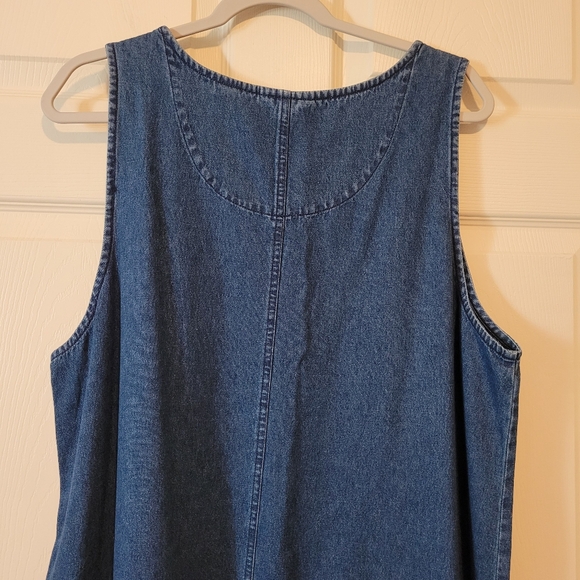 Vingtage Erika&Co Maxi Denim Dress Large Floral Embroidered Patchwork Blue - Picture 5 of 7